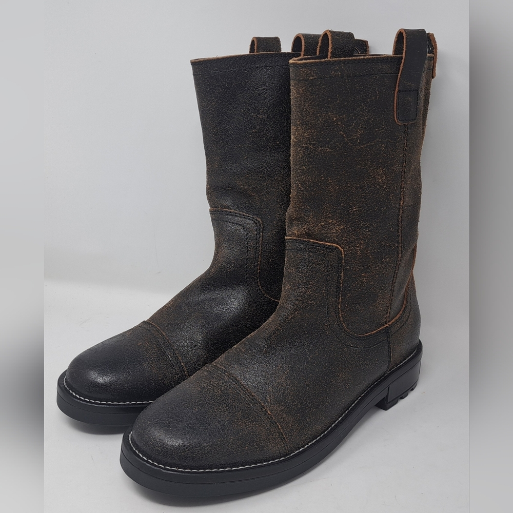 Diesel Men's Throuper Boots Biker Cowhide Leather Distressed Brown 10.5 US 44 EU - Picture 13 of 15